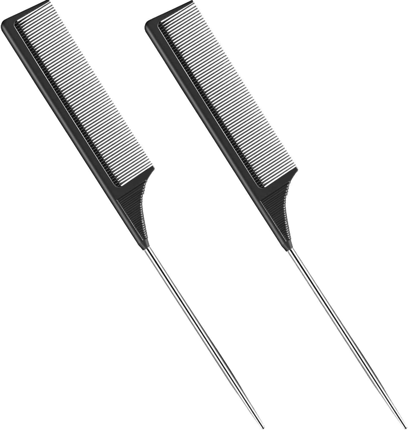 2 Pack Tail Comb, Carbon Fiber Stainless Steel Pintail and Heat Resistant Rat Teasing Comb for Da... | Amazon (CA)