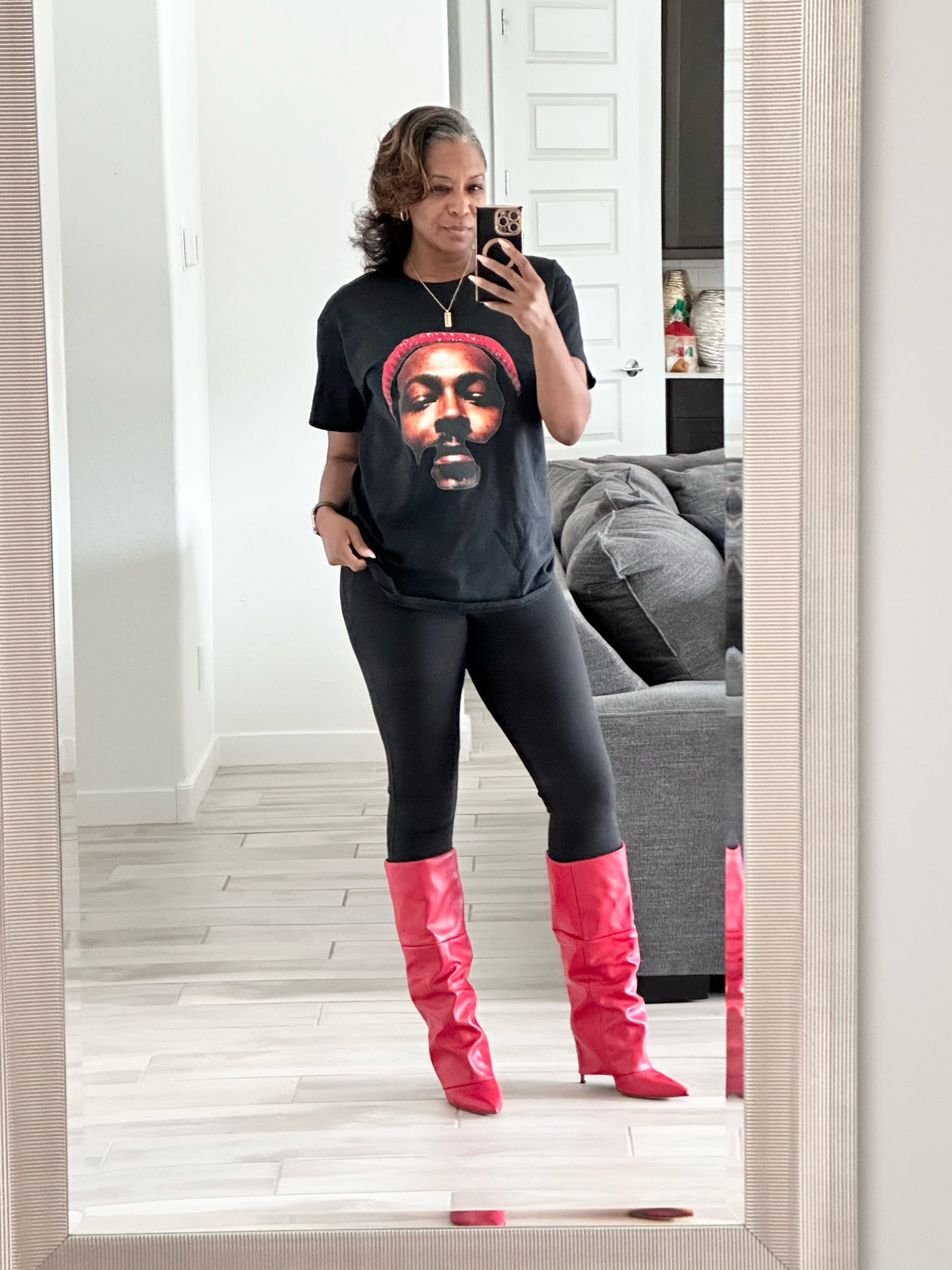 Casually cute but still polished and presentable! Tshirt leggings and boots 

#LTKOver40 #LTKShoeCrush #LTKTravel