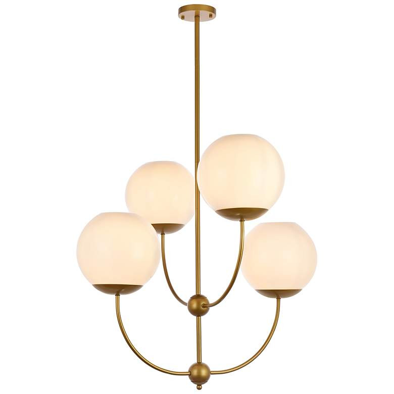 Lennon 31.5" Pendant In Brass With White Shade - #453H5 | Lamps Plus | Lamps Plus