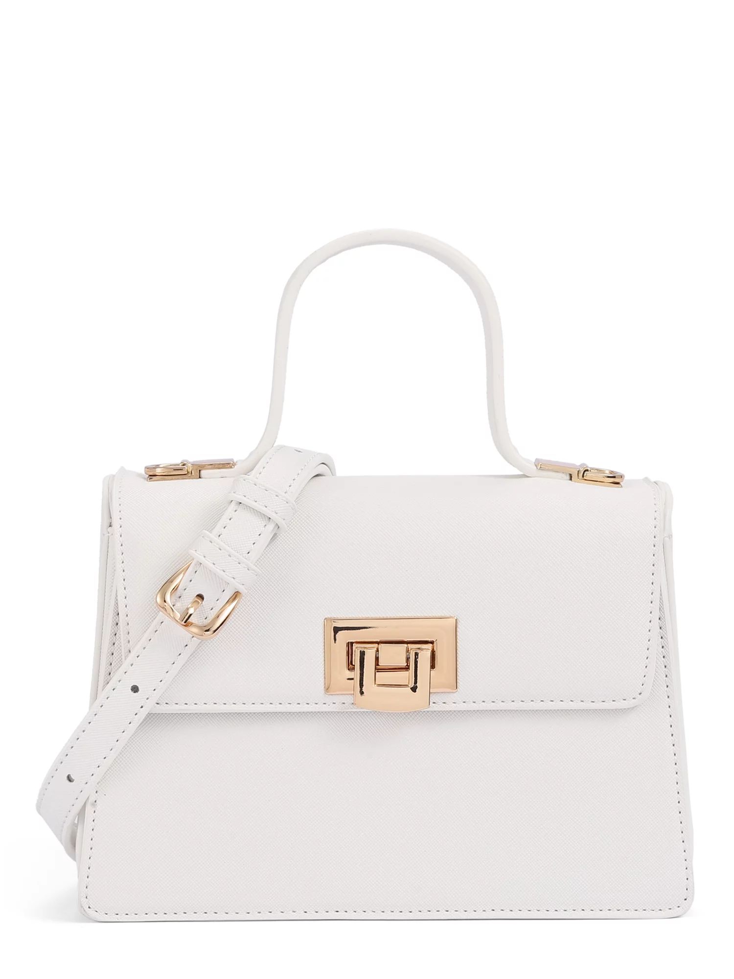 BeCool Women's Adult Top Handle Satchel Handbag with Lock White - Walmart.com | Walmart (US)