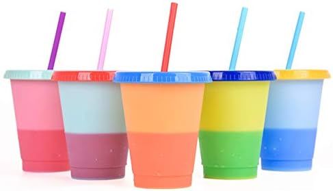 16 oz Color changing cup,5 colors of plastic cups Reusable plastic cup Color changing cups Plasti... | Amazon (US)