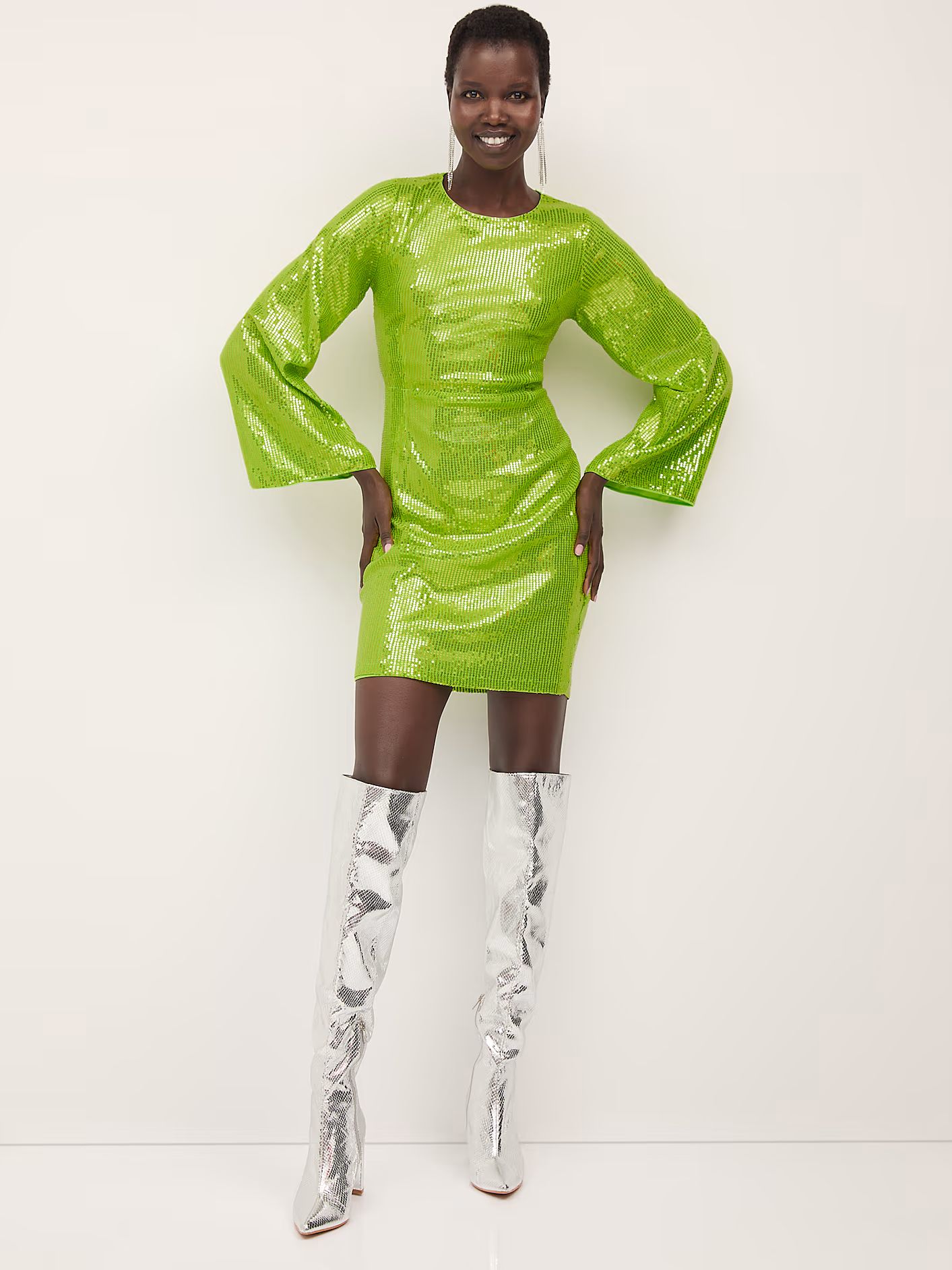 Sequin Bell-Sleeve Mini Dress - New York & Company | New York & Company