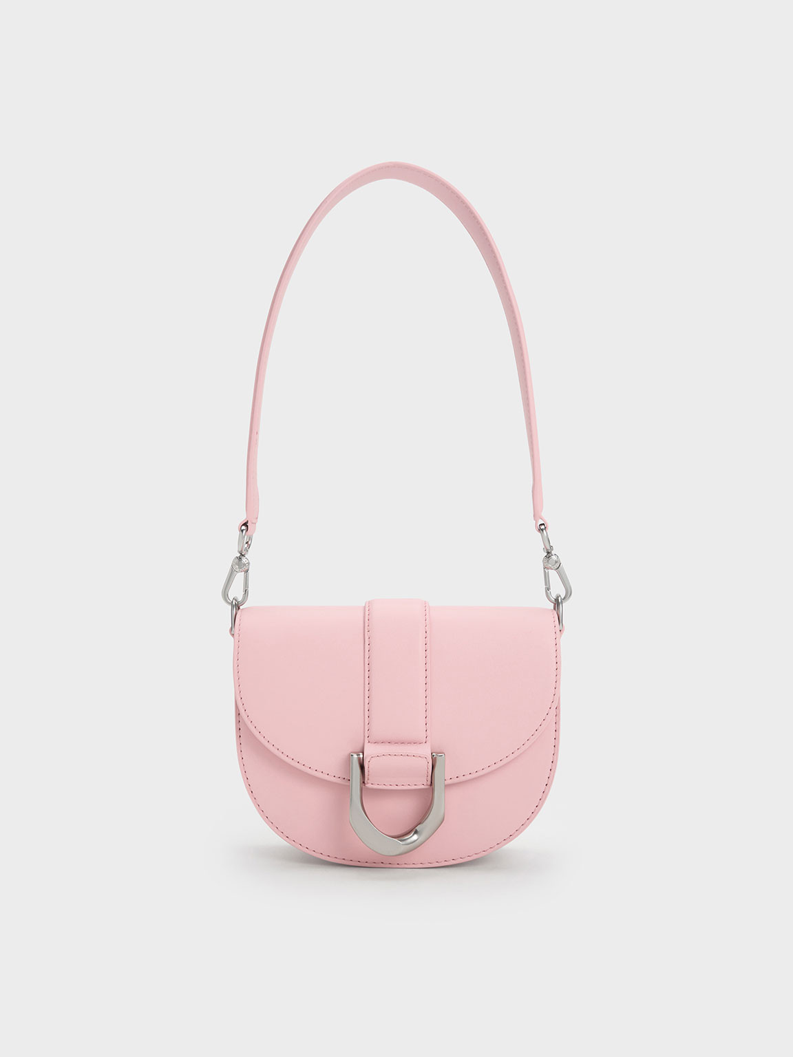 Mini Gabine Leather Saddle Bag
 - Pink | Charles & Keith UK