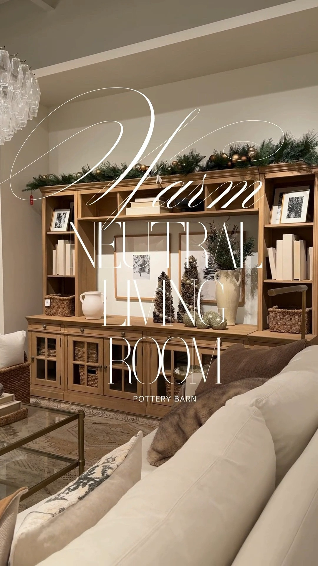 A cozy, layered living room done right! 😍 This warm neutral space is all about thoughtful balance—from the conversational seating layout to the mix of textures that make it feel lived-in and inviting. ☺️ The Livingston Entertainment Center from Pottery Barn works beautifully as a shelving unit and focal point, offering plenty of room to style books, art, and decor while keeping storage practical. 🤍 Brass accents and a patterned rug add warmth and depth, tying everything together into a space that feels timeless, comfortable, and pulled together. 💫 #LivingRoomDesign #WarmNeutralHome #PotteryBarn 

#LTKSaleAlert #LTKHome