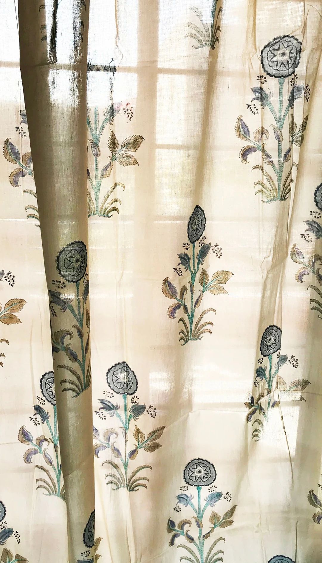Cotton curtain on thick canvas with rod pocket curtains/custom panel/indian sheer curtains with b... | Etsy (US)