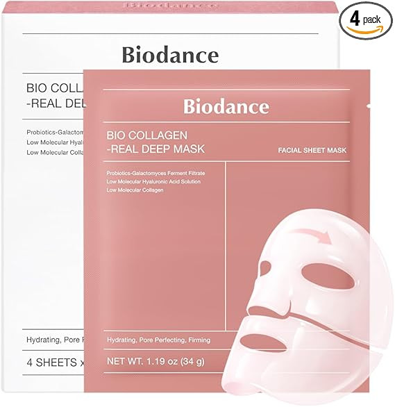 BIODANCE Bio-Collagen Real Deep Face Mask 4 Pcs | Hydrogel Overnight Mask | Pore Minimizing and E... | Amazon (UK)
