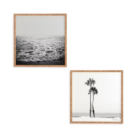 (Set of 2) 12" x 12" Two Palms Framed Decorative Wall Art White - Deny Designs | Target