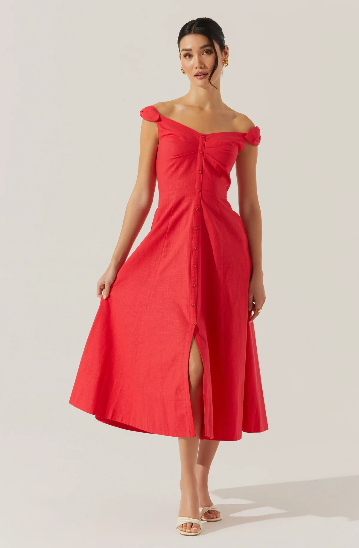 Charelin Linen Off Shoulder Dress | ASTR The Label (US)