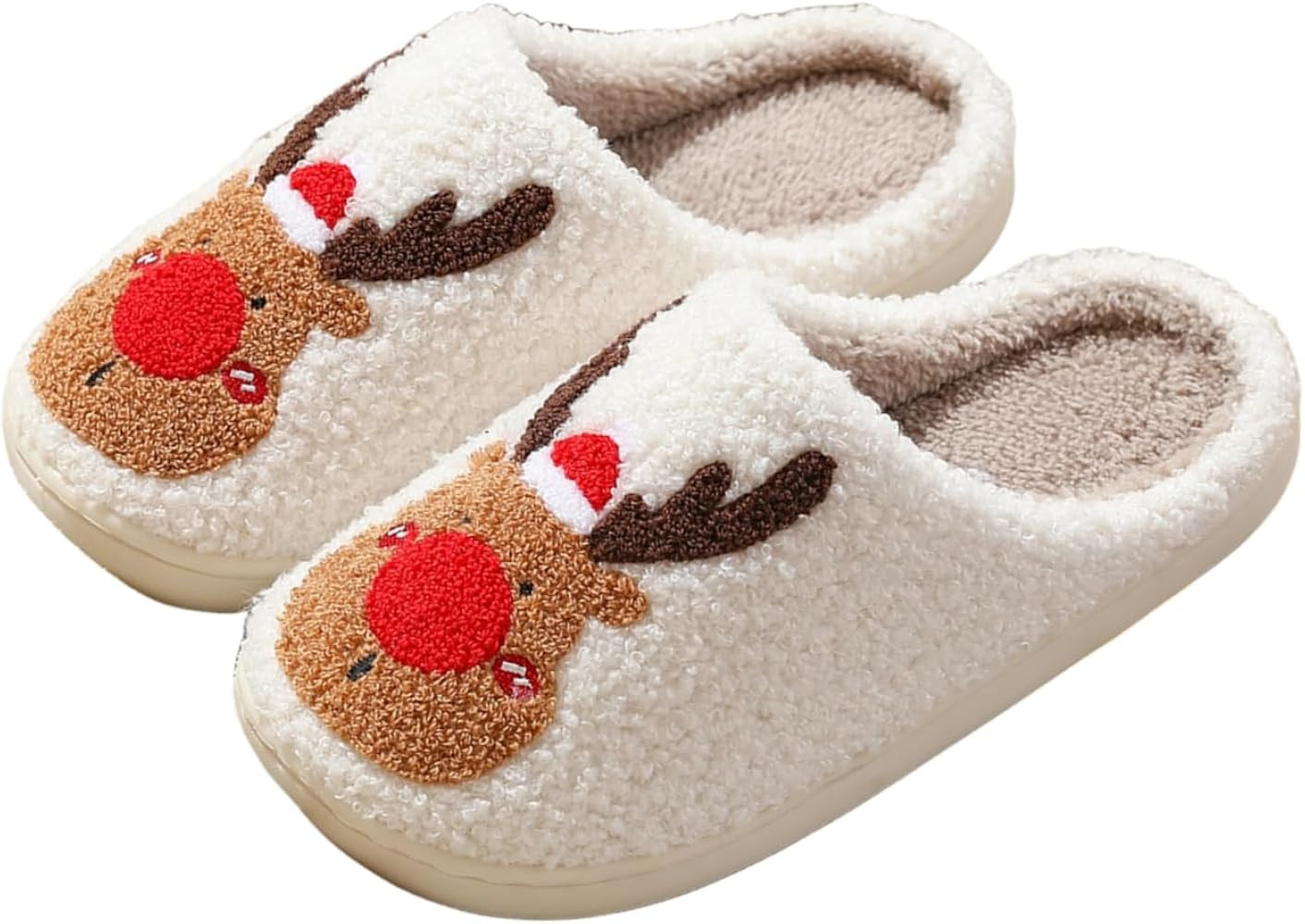 LEZIRTOI Christmas Slippers For Women Men House Slippers Retro Cozy Furry Smile Slippers Women's ... | Amazon (US)