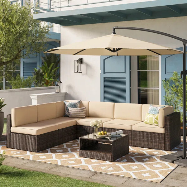 Herrin Polyethylene (PE) Wicker 6 - Person Seating Group with Cushions | Wayfair North America
