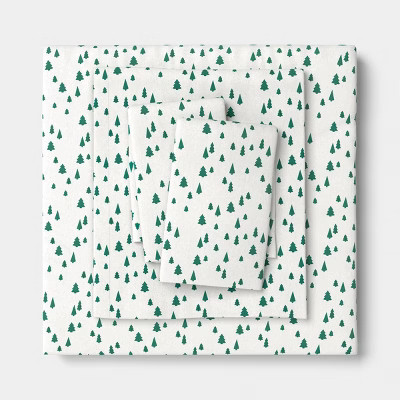 Queen Christmas Holiday Flannel Sheet Set Tree Scene - Wondershop™ | Target