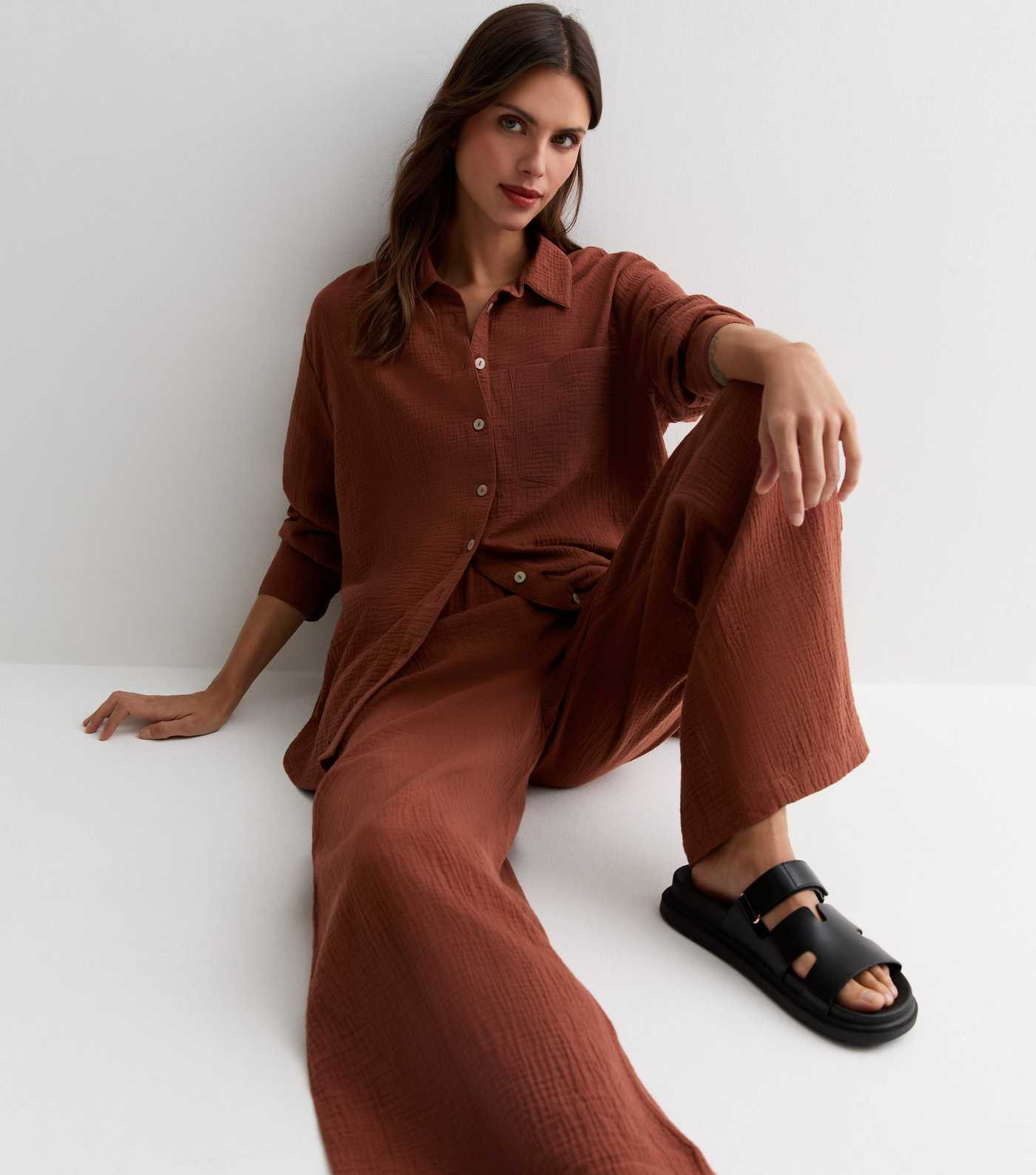 Rust Double Cloth Long Sleeve Shirt | New Look | New Look (UK)