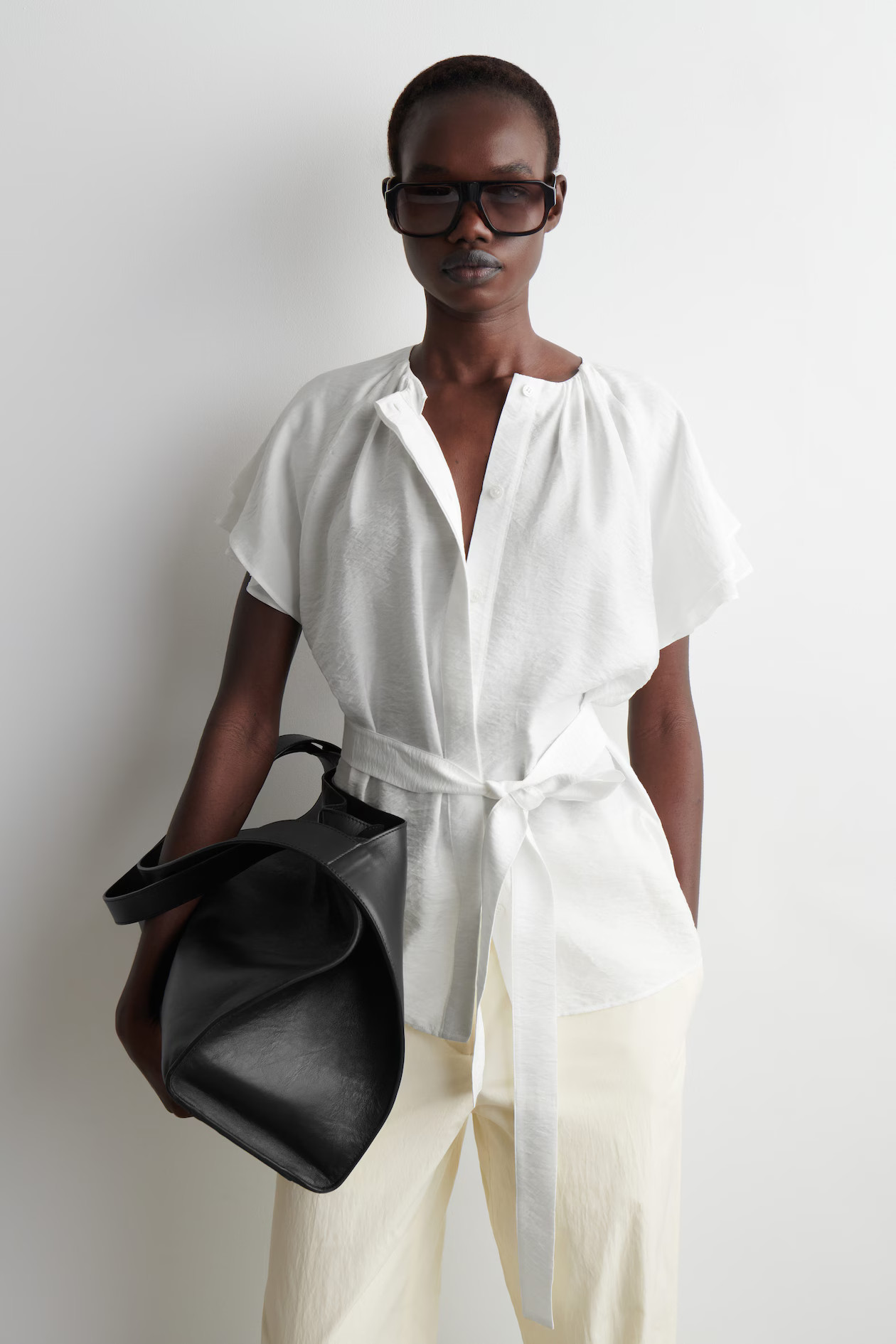 LAYERED BELTED BLOUSE - WHITE | COS UK