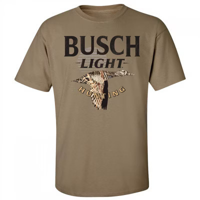 Mens Busch Light Hunting Duck Camo Brown Colorway T-Shirt - Small | Target