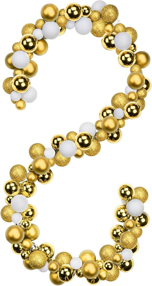 6 FEET Christmas Ball Gold Garland Ornaments Shatterproof Xmas Hanging Balls Decorations for Home... | Amazon (US)