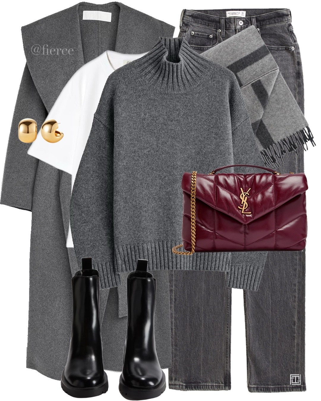 Grey high neck jumper grey A&F jeans black ankle boots grey printed scarf casual chic outfit office wear workwear  

#LTKCyberWeek #LTKuk #LTKworkwear
