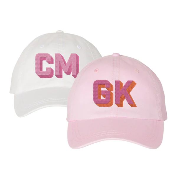Embroidered Shadow Monogram Baseball Hat | Sprinkled With Pink