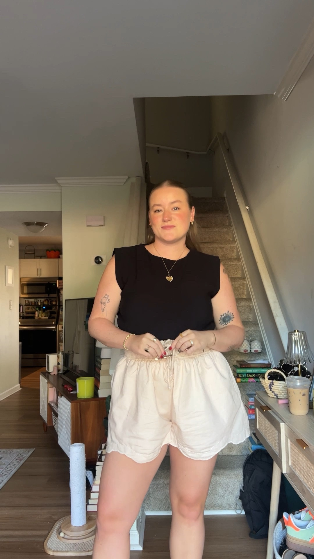 neutral summer outfit, midsize style, scallop hem shorts, outfit inspo, anthropologie finds 

#LTKStyleTip #LTKFindsUnder100 #LTKMidsize