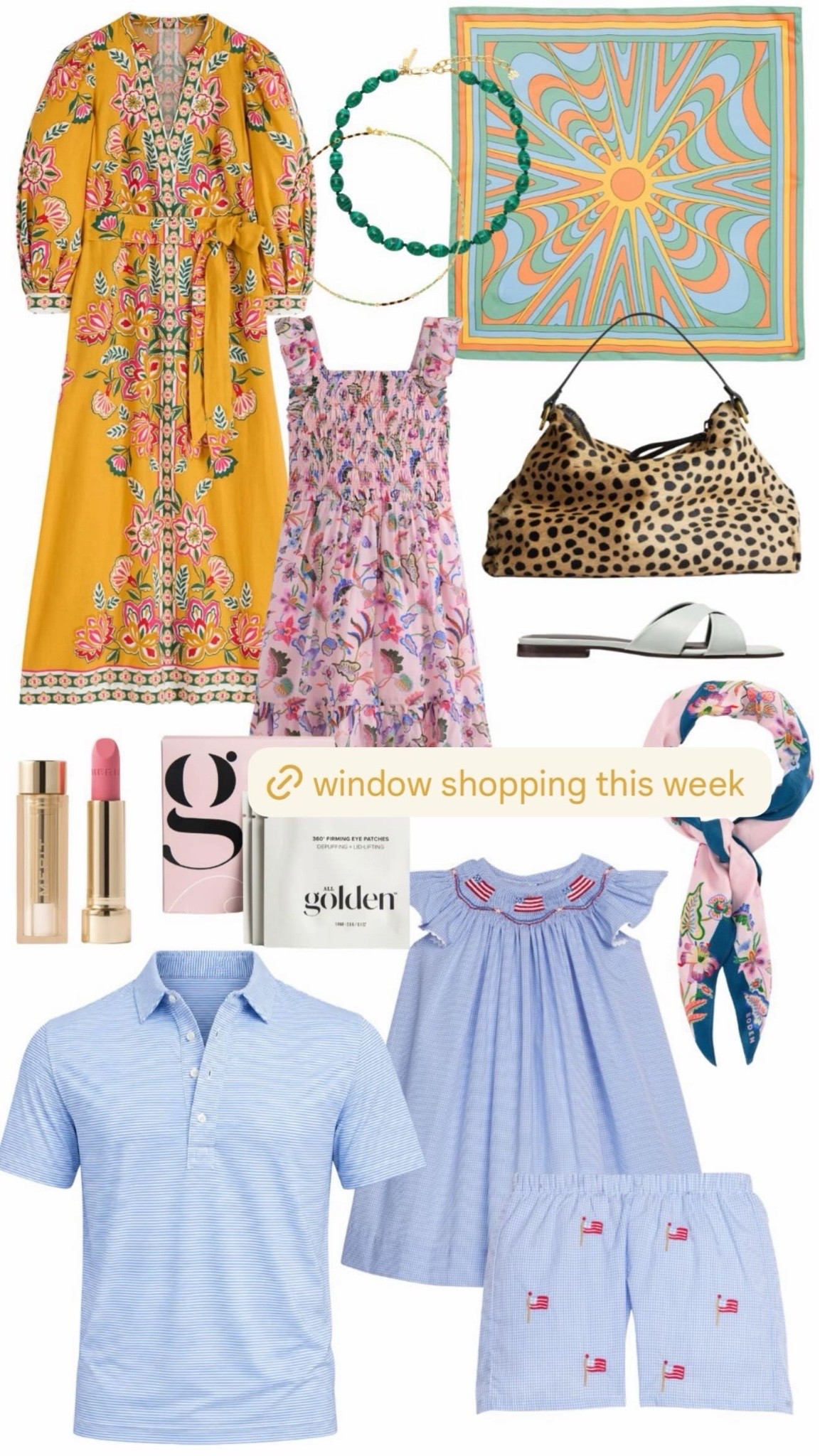 window shopping this week 💫 this yellow dress is going to be a favorite this summer and the scarf is the perfect accessory to add to your bag, tied around your waist, or as a neck scarf. the matching girls dress and boys shorts will be so cute for the 4th of july! also eyeing this polo for Jake, it’ll be a great staple for the warmer months.

#LTKSeasonal