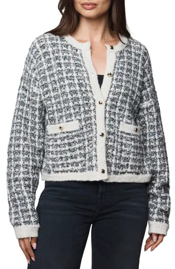 Splendid Lisette Texture Cardigan in Black Plaid at Nordstrom Rack, Size X-Small | Nordstrom Rack