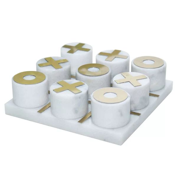 Decorative Tic Tac Toe Game Contemporary Stylish and Gold Marble Family Game Night | Wayfair North America