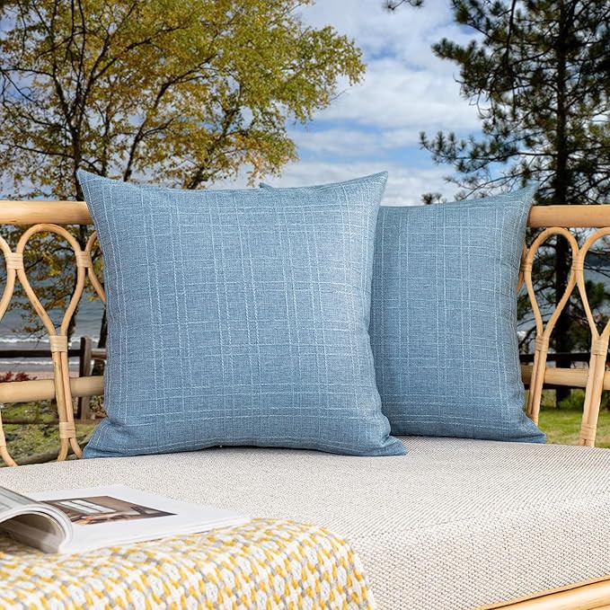 Kevin Textile Pack of 2 Outdoor Waterproof Throw Pillow Covers Decorative Farmhouse Checkered Squ... | Amazon (US)