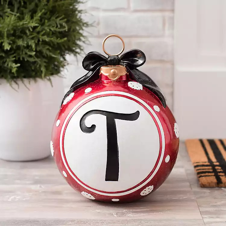 Snowflake and Bow Monogram T Ornament Statue | Kirkland's Home