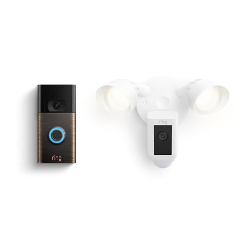 Ring Floodlight Cam Wired Plus, White with Ring Video Doorbell, Venetian Bronze | Amazon (US)