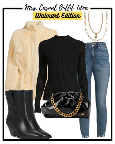 Walmart winter outfit idea! Faux fur jacket, booties and more  

#LTKSeasonal #LTKunder50 #LTKstyletip