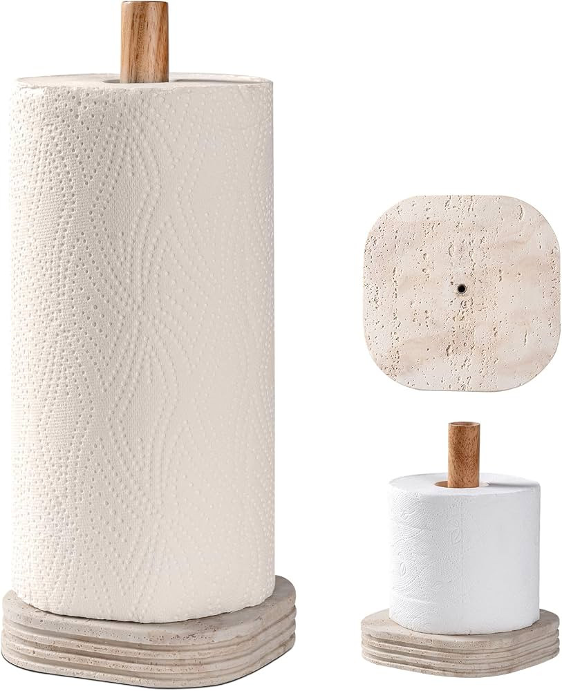 Natural Travertine Textures Standing Paper Towel Holder for Kitchen Countertop, Bathroom Toliet P... | Amazon (US)