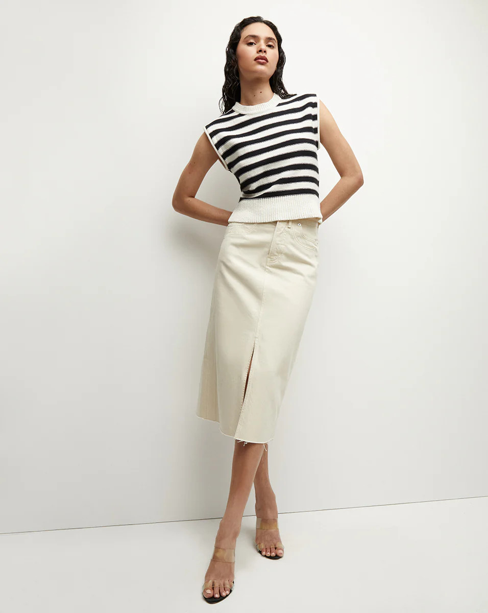 Victoria Denim Skirt in Ecru | Veronica Beard | Veronica Beard