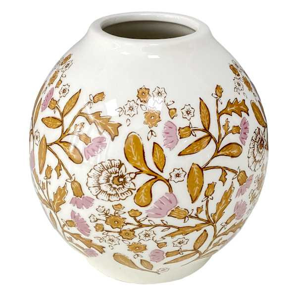 Pink Floral White Vase, 5.7" | At Home