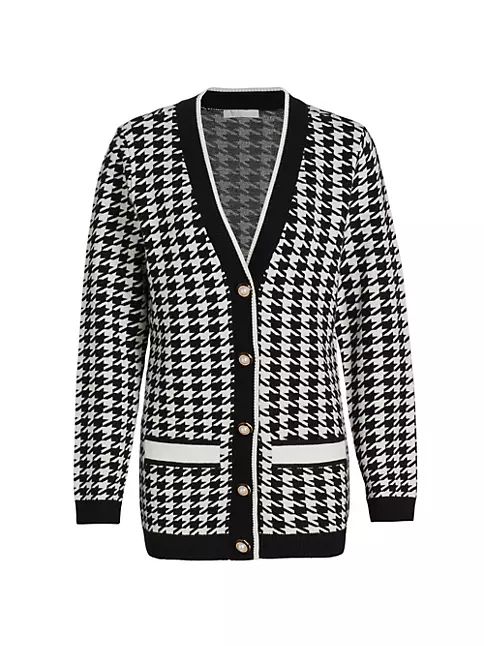 Two-Toned Houndstooth Cardigan | Saks Fifth Avenue