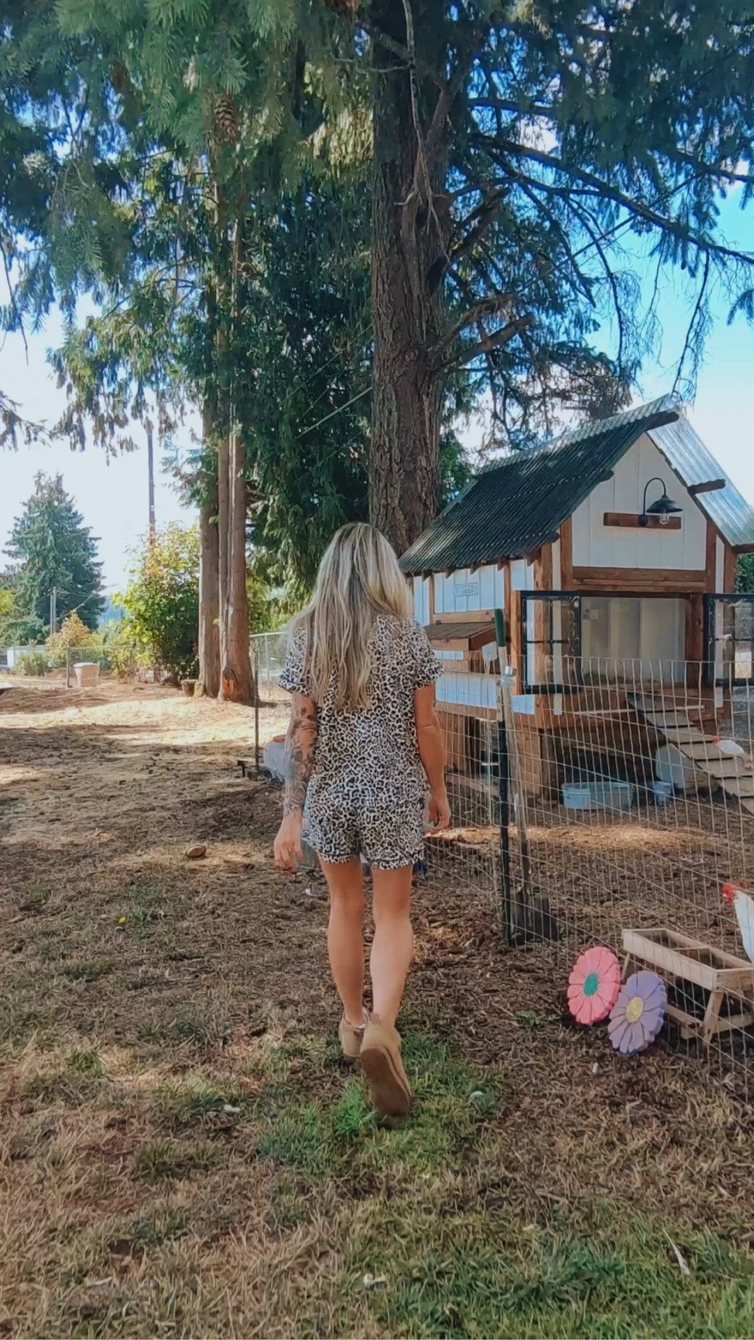 Drone + pj’s + checking the chickens 🖤