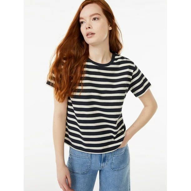 Free Assembly Women’s Short Sleeve Crop Box T-Shirt | Walmart (US)