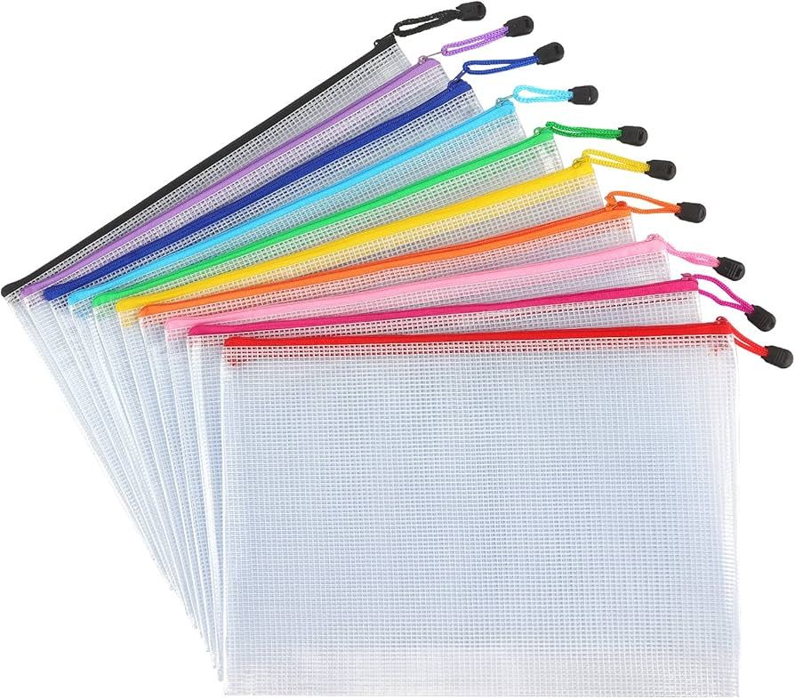 Tamaki 10 Pack Mesh Zipper Pouch Document Bag Waterproof Zip File Folders for School Office Suppl... | Amazon (US)