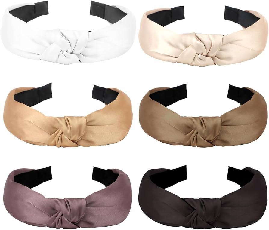 YISSION Knotted Satin Headbands for Women - 6PCS Fashionable Non-Slip Top Knot Hair Accessories i... | Amazon (US)