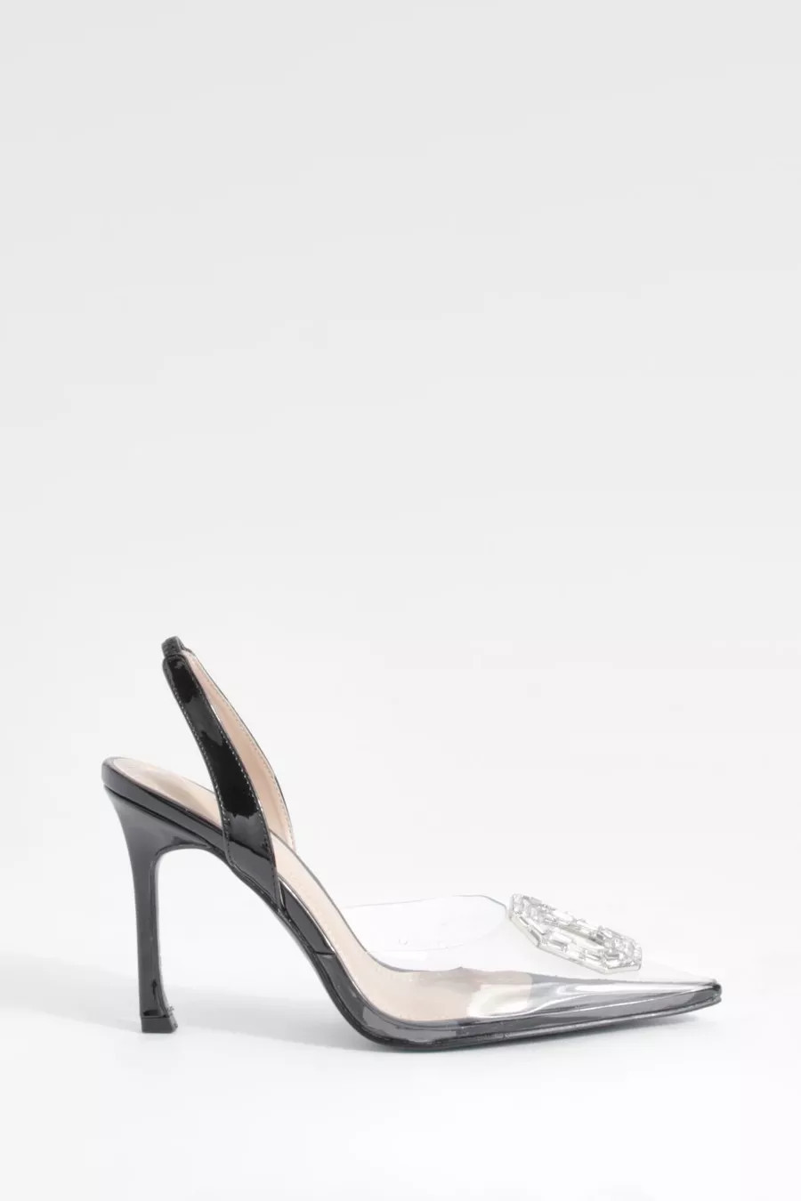 Embellished Clear Slingback Court Heels | Boohoo.com (UK & IE)