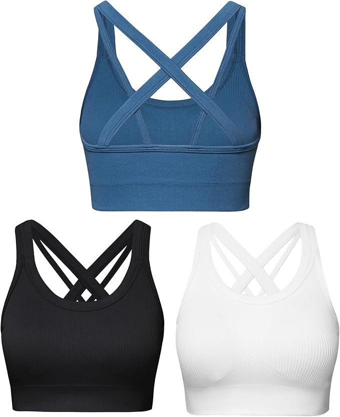 Sports Bras for Women HIigh Support, Criss-Cross Back Padded Strappy High Impact Sports Bras for ... | Amazon (US)