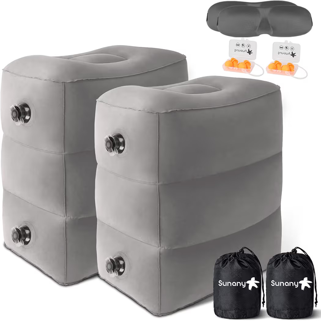 Sunany Inflatable Travel Foot Rest Pillow, Airplane Bed for Kids and Toddler, Adjustable Height P... | Amazon (US)