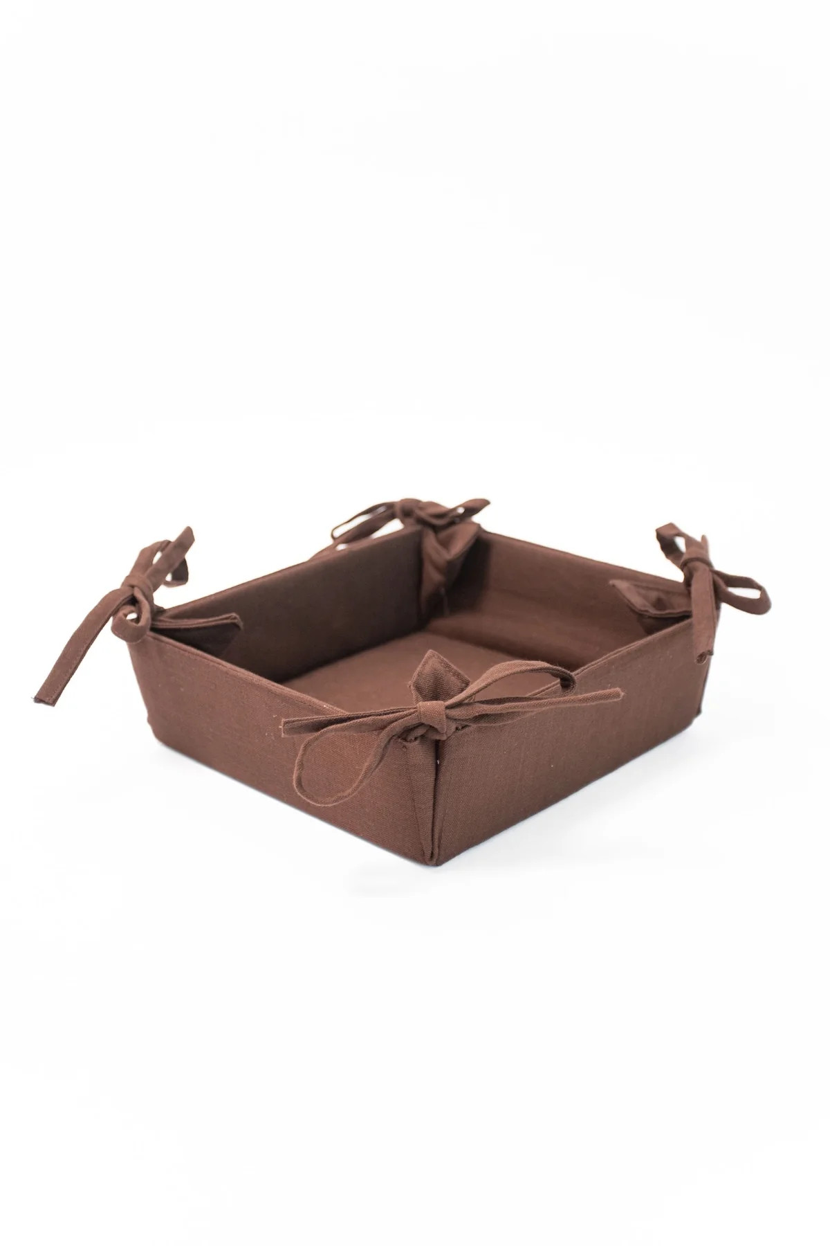 Square Basket with Tie Sides - Brown | THELIFESTYLEDCO
