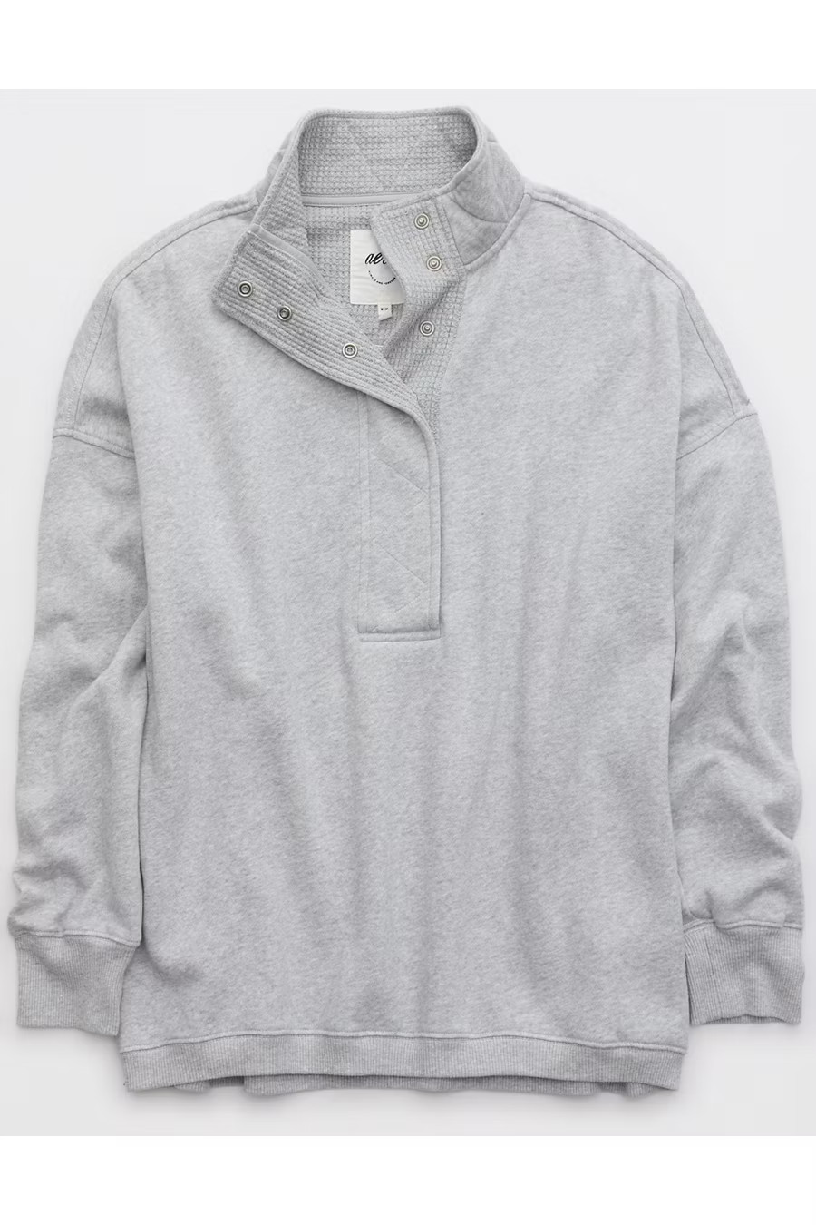 Aerie Getaway Quarter Snap Sweatshirt Women's Medium Heather Gray XXS | American Eagle Outfitters (US & CA)