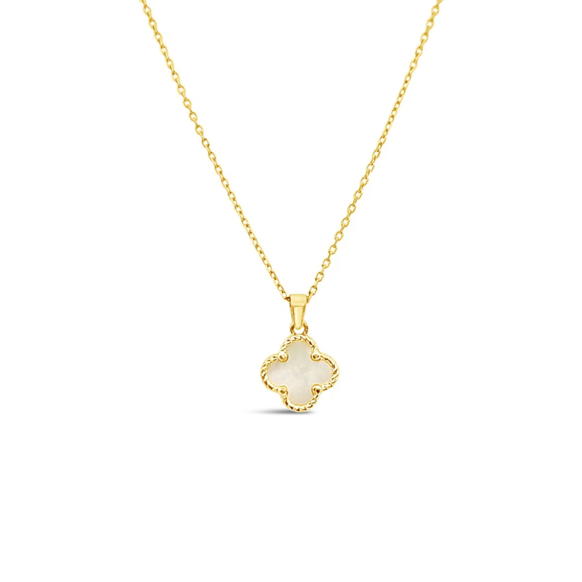 Twisted Clover Pendant-Mother Of Pearl - Gold | Wolf & Badger