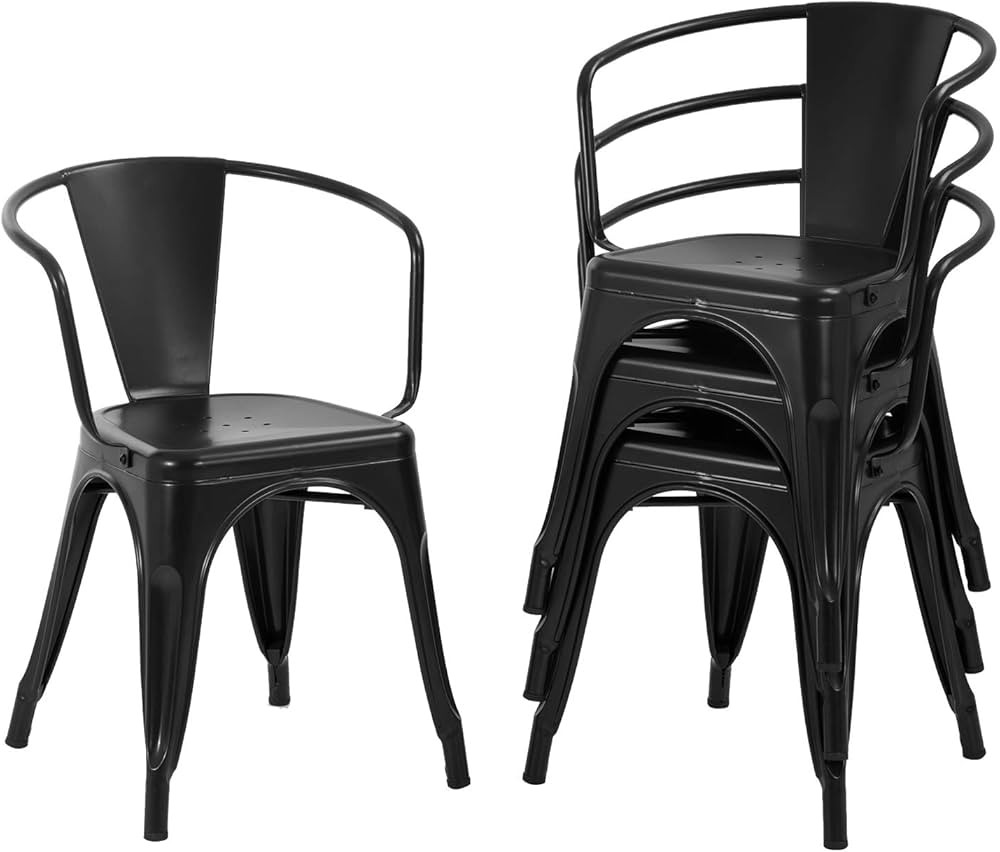 FDW Metal Dining Chairs Set of 4 Patio Chiar Indoor Outdoor Metal Chairs Kitchen Metal Chairs 18 ... | Amazon (US)