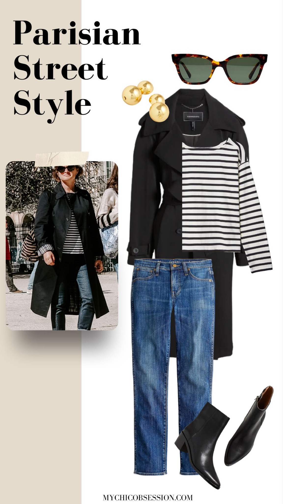 Trench coats are an easy fall staple, but if you want to switch things up, try one in black. Pair it with a striped tee, gold jewelry and black ankle boots.

#LTKstyletip #LTKSeasonal