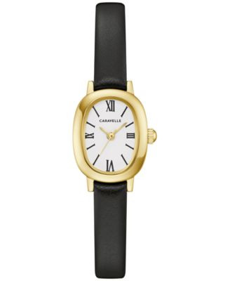 Caravelle Women's Classic Black Leather Strap Watch, 18.5mm - Black | Macy's