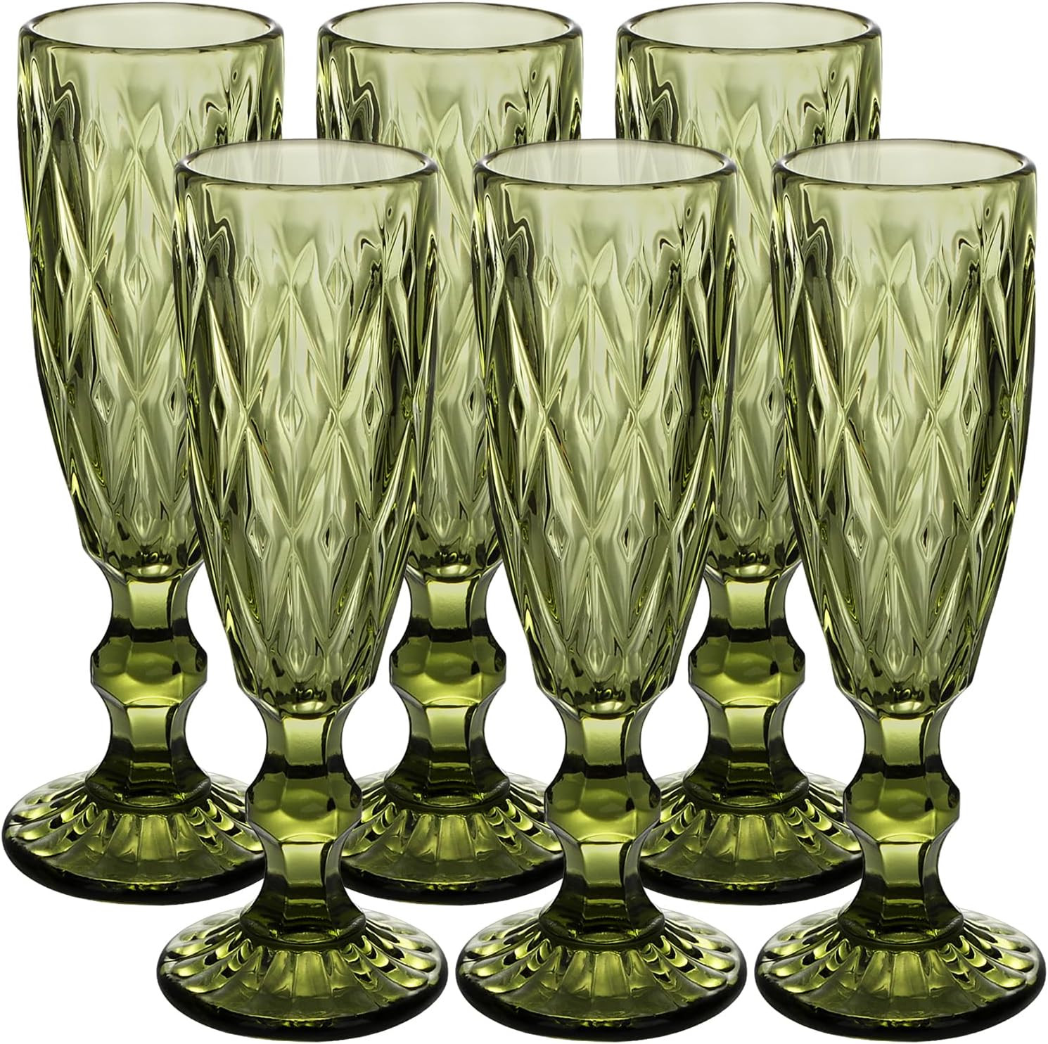 Glass Green Champagne Flutes,Vintage Goblet Glasses,Wine Glasses,Colored Glassware Set,Water Gobl... | Amazon (US)