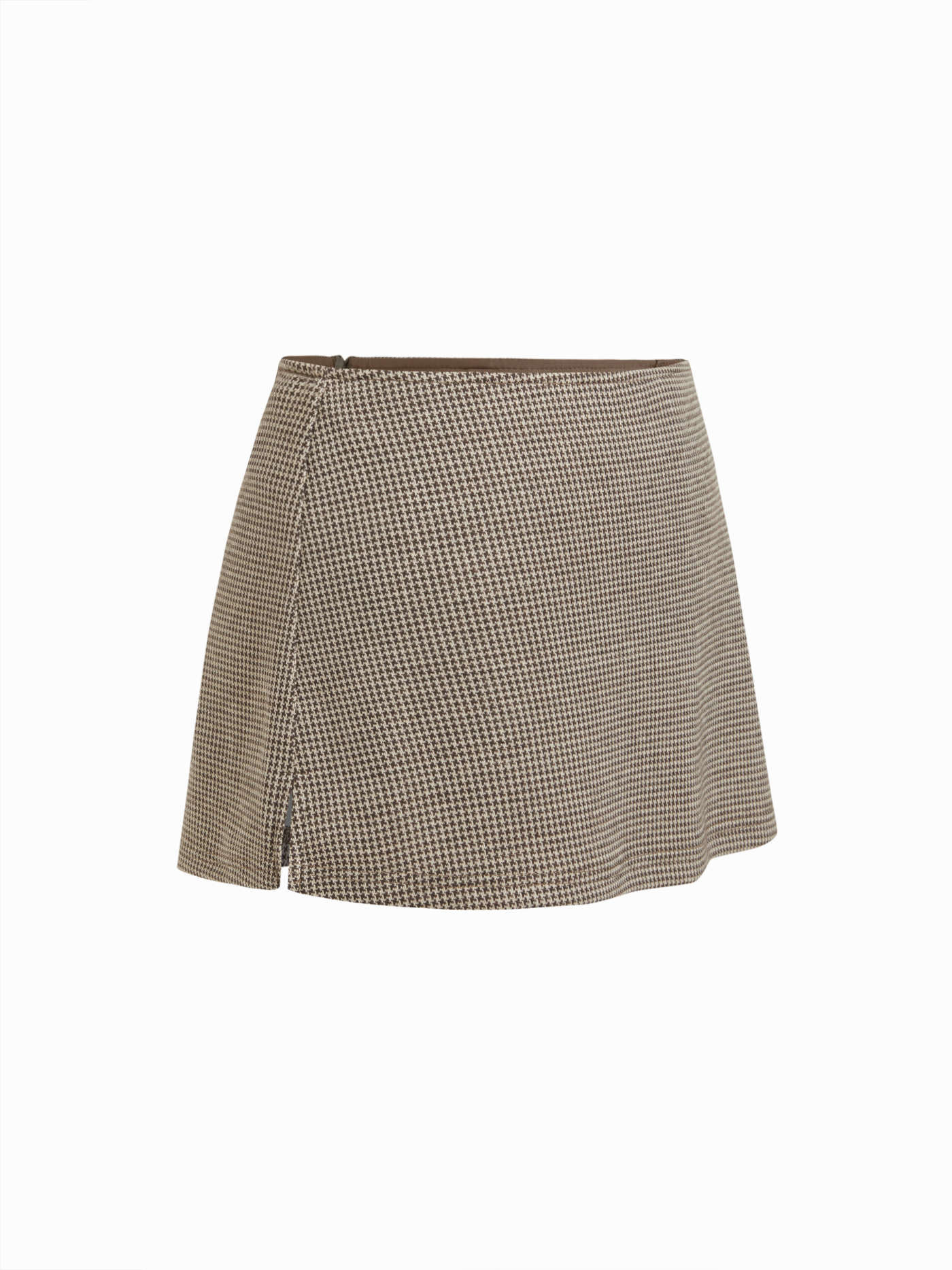 Holiday Dress Jacquard Jacquard Houndstooth Low Rise Split Mini Skort For Daily Casual | Cider