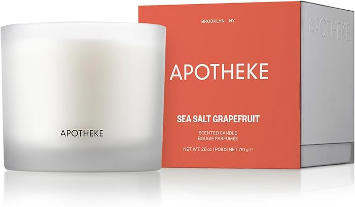 Apotheke 3-Wick Scented Candles for Home, Sea Salt Grapefruit - 26 oz Soy Wax Jar Candle Gift for... | Amazon (US)