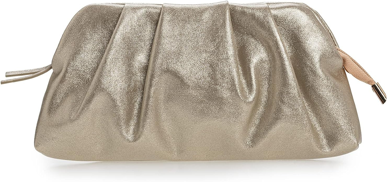 CHARMING TAILOR Chic Soft Vegan Leather Clutch Bag Dressy Pleated PU Evening Purse for Women | Amazon (US)